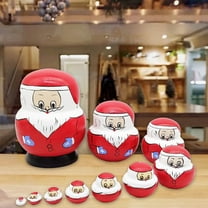 zhmrfg 10th Floor Santa Claus Russian Nesting Doll 5.71×4.33" Wooden Holiday Decor Collectible Toy Set for Christmas Mantel Shelf Tabletop Gift Family Celebration Home Display