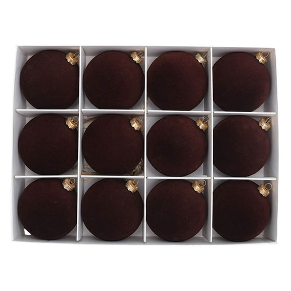 zhmrfg 12 Pcs Velvet Christmas Balls, Flocked 2.4” Hanging Tree Ornaments, Classic Christmas Decorations for Home & Office, Ideal for Tree & Doorway Decor, Perfect for Holiday Celebrations