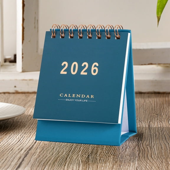 zhmrfg 2026 Solid Color English Small Desk Calendar Compact Paper Desk Display Calendar Foldable Portable Daily Date Planner Organizer for Office Home School Student Full Year 2026 Reference Decor
