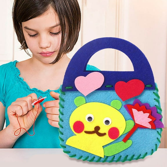 zhmrfg Children's DIY Sewing Bag Kit, Non-Woven Fabric Craft Set for Kids, Creative Sewing Experience to Enhance Fine Motor Skills, Perfect Educational Gift for Birthdays and Holidays