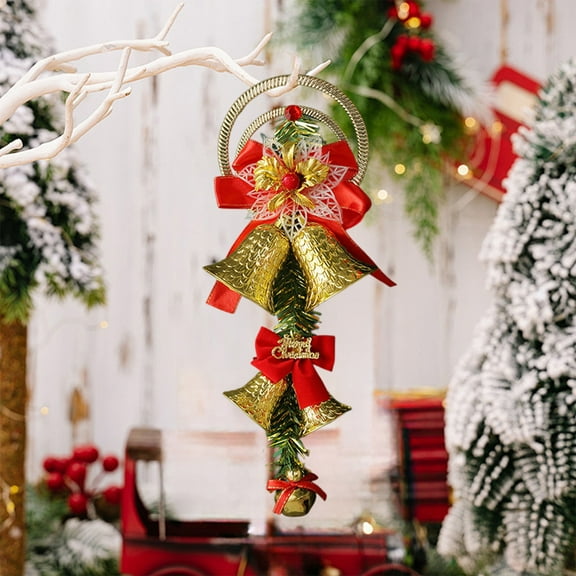 zhmrfg Christmas Bells Hanging Ornaments 12.2"x5.5" Santa Claus Tree Decoration with Ribbon for Holiday Tree Window Door Table Centerpiece Festive Celebration Decor