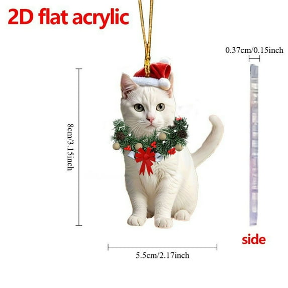 zhmrfg Christmas Cats Style Acrylic Flat Hanging Ornaments Unique Funny Animal Tree Decorations Holiday Home Office Party Decor Cute Animal Pendants Table Window Mantel Seasonal Decor