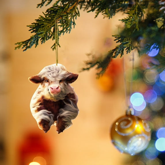 zhmrfg Christmas Decorations-Acrylic Cow Decoration Pendant, Cute Handcrafted Farm Animal Ornament for Christmas Tree, Door, Car Mirror, and Holiday Gift Giving, Perfect for Farmhouse Decor Lovers