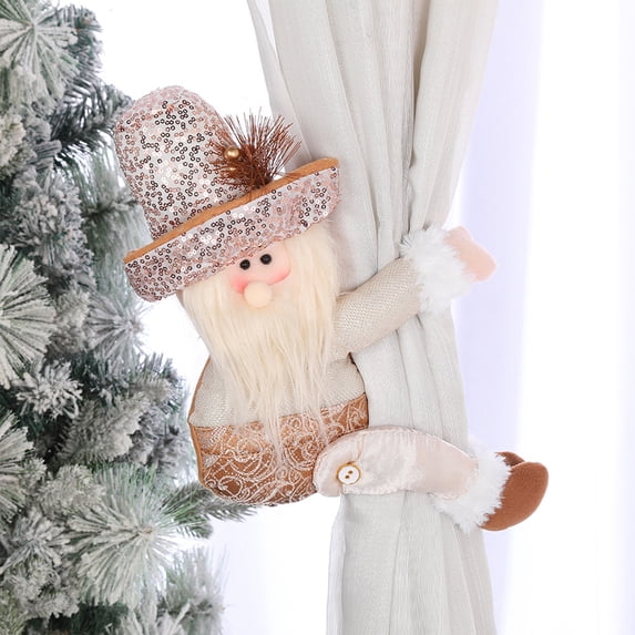 zhmrfg Christmas Doll Curtain Buckle, Santa Claus and Snowman Holiday Ornament for Curtains, Festive Christmas Tree and Fireplace Pendant, Rose Gold Christmas Decoration for Homes and Offices