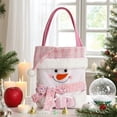 thumbnail image 1 of zhmrfg Christmas Tote Gift Bag Polyester Santa Snowman Bear Doll Design Pink Reusable Large Capacity Candy Storage Packaging For Holiday Eve Party Kids Presents Portable Washable Decor, 1 of 6