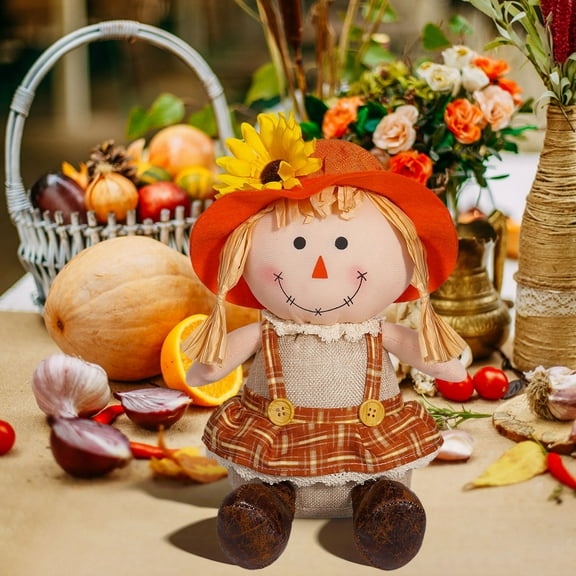 zhmrfg Fall Festival Sunflower Scarecrow Doll Autumn Seasonal Decoration for Table Mantel Porch Home Office Harvest Thanksgiving Cozy Holiday Seasonal Decor Gift Idea