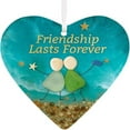 thumbnail image 1 of zhmrfg Heart Shaped Sea Glass Friendship Ornament Handmade Eternal Friendship Keepsake Home Decor Gift For Best Friend Anniversary Birthday Valentine’s Day Decoration For Living Room Bedroom Table, 1 of 1