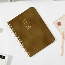 zhmrfg July 2025 to 2026 Schedule Planner A5 Faux Leather Cover Coil Binding 140 Sheets Thick Paper Notebook for Students Teachers Office School Journal Portable Daily Organizer Calendar Planner