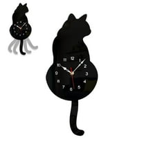 zhmrfg Living Room Decorative Quartz Wall Clock with Wagging Tail, Unique Cat Tail Design, Mute Acrylic Clock for Home, Office, Kitchen, and a Fun, Playful Gift for Cat Lovers and Animal Enthusiasts