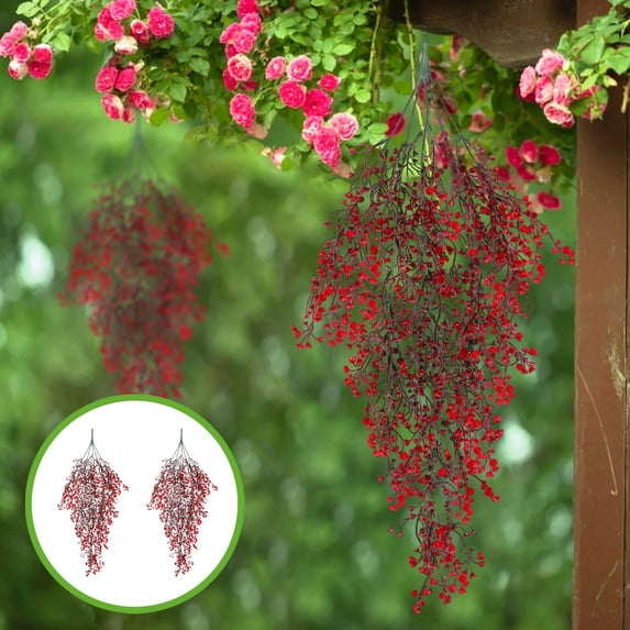 zhmrfg Simulation Admiralty Willows Hanging Plants, 31.5in Artificial Greenery, Faux Flower Vines for Wedding, Garden, Home Decor, Balcony, Patio, and Porch Decoration
