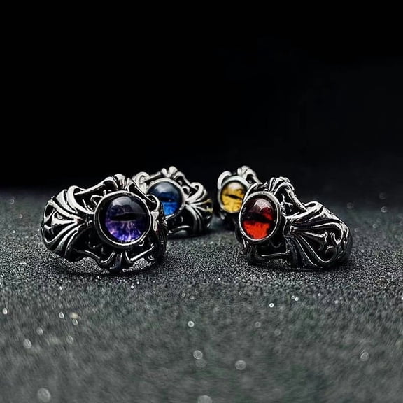 zhmrfg Vintage Adjustable Open Ring Gothic Retro Pattern Fashion Jewelry Unique Statement Accessory For Women Men Concert Party Halloween Valentine Gift Antique Inspired Ring