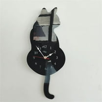 zhmrfg Wagging Tail Cat Wall Clock, Scandinavian-Inspired Home Decor, Playful Swinging Tail, Precision Quartz Timekeeping, Perfect Living Room or Children’s Room Accent Piece