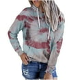 thumbnail image 1 of zhmrfg Women's Tie Dye Hoodies Cute Color Block Long Sleeve Drawstring Sweatshirts Lightweight Pullover Shirts Tops with Pocket Comfy Fall Fashion 2024, 1 of 2