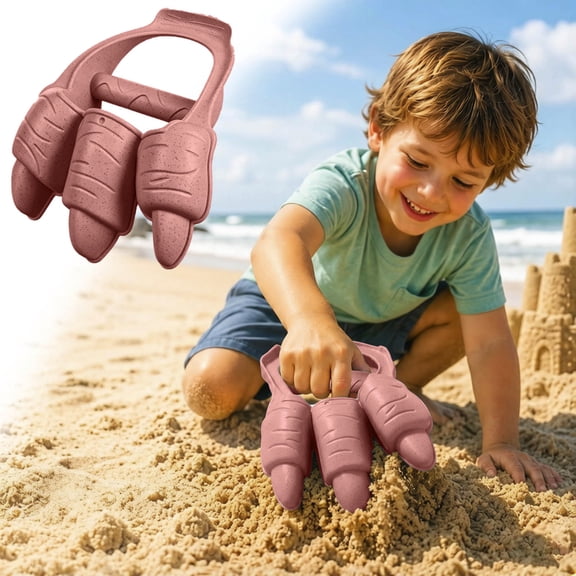 zhonghuayin Three Prong Sand Digging Hand Tool With Ergonomic Grip, Molded Outdoor Implement For Beach Loose Granular Material Shifting Pink