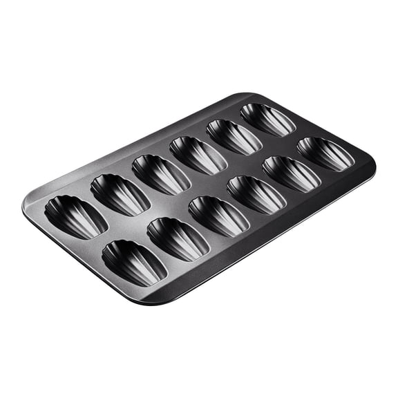 zhonghuaying 1 Pack 12-Cavity Ridged Baking Pan, Champagne Gold Cookie and Cake Tray for Home Baking