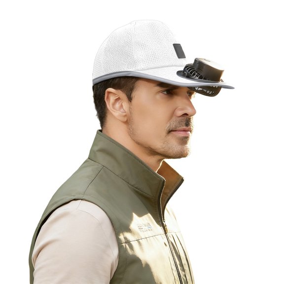 zhonghuaying 1 Pack Full Mesh Head Wear Light Absorb Air Redirect, Brim Mount Rotund Air Channel, Chargeable Head Cover Air Path For Outside Daily Outdoor Activities