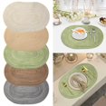 thumbnail image 1 of zhonghuaying 1 Pack Oval Woven Placemat, Natural Fiber Dining Table Mat for Kitchen & Everyday Use Green, 1 of 6