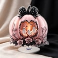 thumbnail image 1 of zhonghuaying 1 Pack Pink Halloween Pumpkin Rotating Ornament with Built-in Light, 6 Styles Hollow Ghost Floral Tabletop Centerpiece for Holiday Home Decor E, 1 of 5