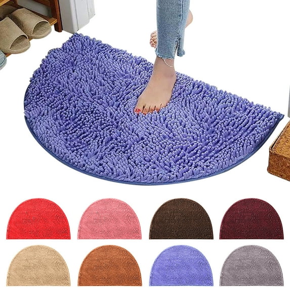 zhonghuaying 1 Pack Semicircle Absorbent Bath Mat, Soft Half-Round Rug for Bathroom Entryways
