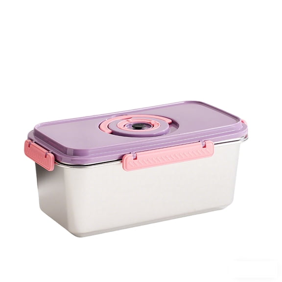 zhonghuaying 1 Pack Stainless Steel Food Storage Container with Airtight Lid, Large Capacity Leakproof Kitchen Storage Organizer for Fridge, Freezer, Meal Prep, Leftovers Purple