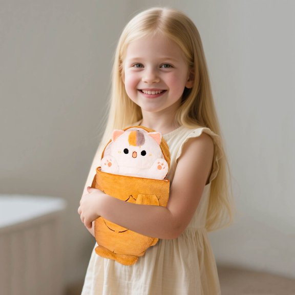 zhonghuaying 1 Pack Two Style Wrapped Furry Figure Removable Outer Layer Carrot And Baked Form Shaped Outer Cover Stitched Facial Detail Transformable Rest Model A