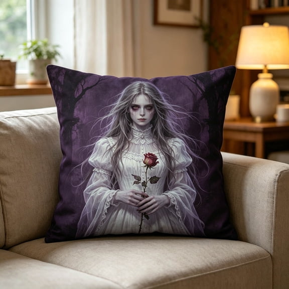 zhonghuaying 1 pack Halloween Pattern Printed Throw Pillow Cover Gothic Holiday Square Sofa Slip Home Seasonal Furnishing Accessory (1 pack丨A)