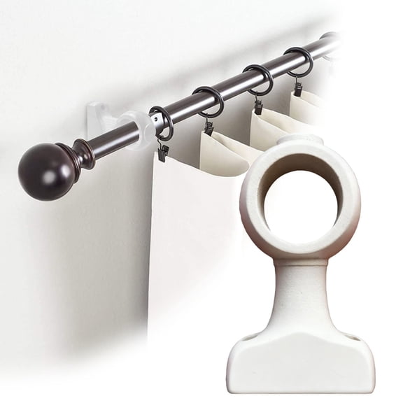 zhonghuaying 1 pack Natural Timber Curtain Rod Support Bracket Circular Through Hole Molded Wall Mount Post Hardware Set 11.5x6.7cm Dimension
