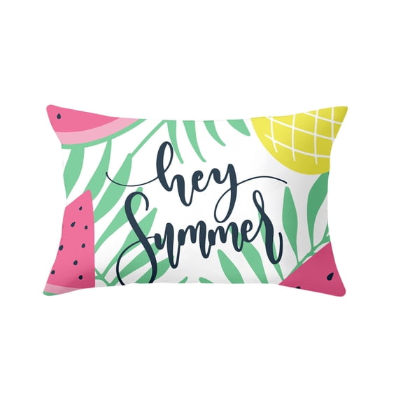 zhonghuaying 1 pack Summer Season Rectangular Pillow Slip Fruit Cocktail Script Printed Soft Textile Removable Seat Pad Outer Sleeve Enclosure A