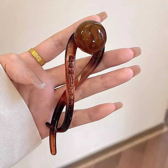 zhonghuaying 1 pack Twisted Loop Hair Securing Pin Round Swirl Shade Bead Detail Strand Holding Accessory For Casual Updo Hairstyle Matching A