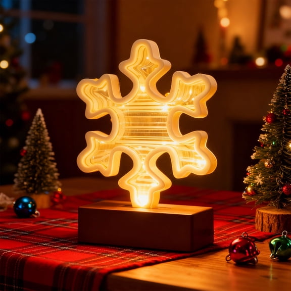 zhonghuaying Assorted Contoured Cutout LED Table Lamp Set Tunnel Internal Light Effect Flat Profile Stand Base Glow Light for Christmas Indoor Holiday Tabletop Interior Lighting Unit E