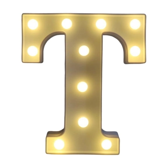 zhonghuaying Block Letter T LED Sign Light Recessed Round Bulb Layout Hollow Back Profile Freestanding Glow Lamp For Holiday Indoor Tabletop & Wall Mount Layout Lighting Unit
