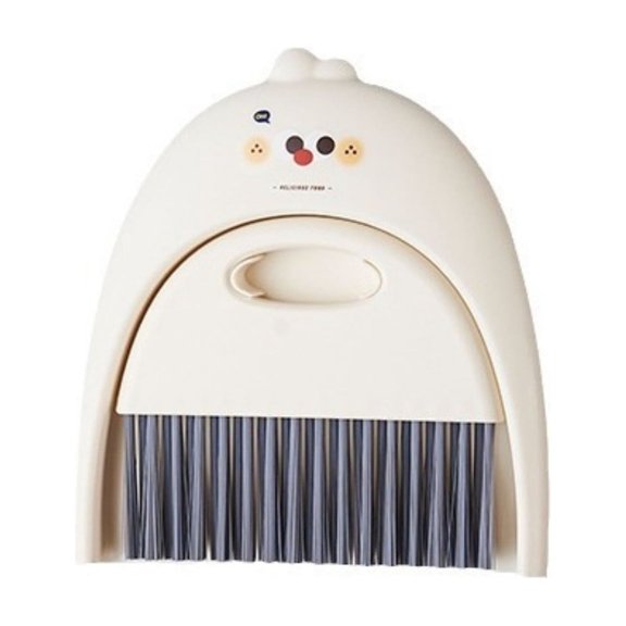 zhonghuaying Cartoon Face Printed Small Sweeper Dustpan Combo Compact Handheld Whisk Cleaning Kit for Desktop Countertop Household Interior Tidying