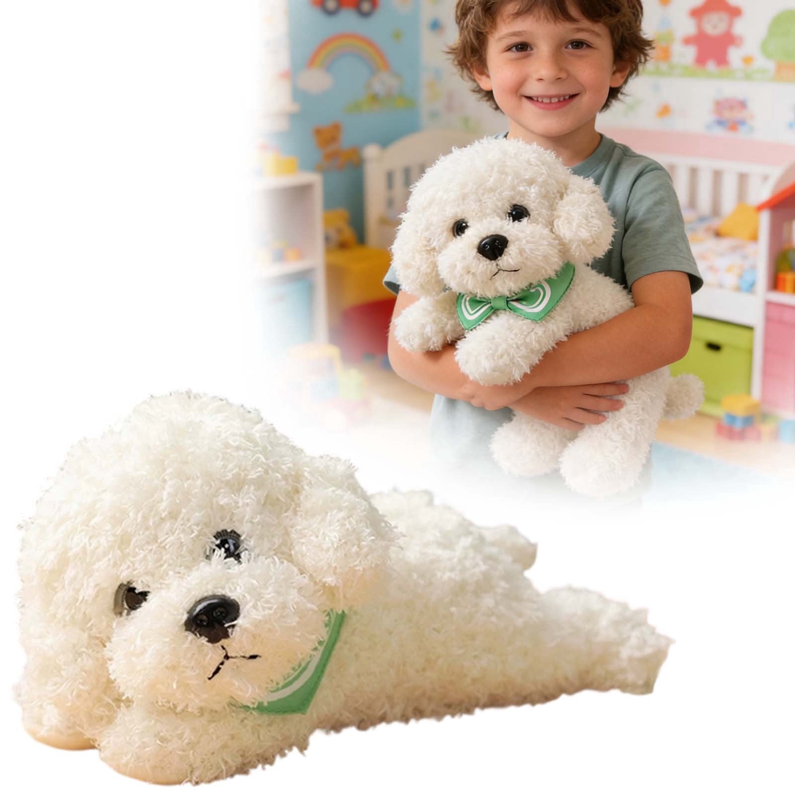 zhonghuaying Dog Stuffed Animal, Golden Doodle Puppy Plush Toy with Realist Weighted Soft dog stuffed gift for boys girls11 inches (D)