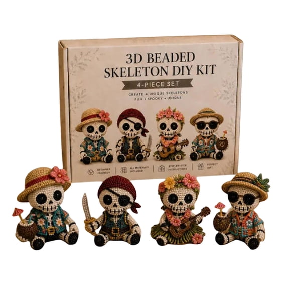 zhonghuaying Halloween Themed Four Unit Bead Assembly Pack Hollow Head Figure Craft Pack Full Supply Bundle For Handmade Table Display Figurine Build
