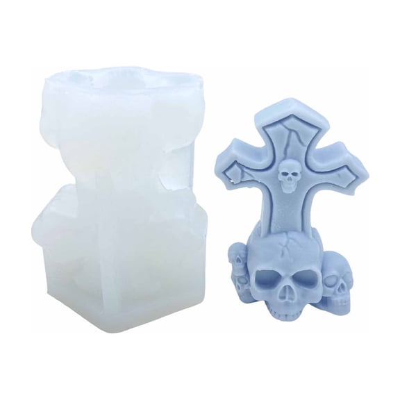 zhonghuaying Halloween Tomb Shaped Silicone Form Facial Detail Wax Pour Profile Scented Candle Hand Craft Shaping Making Accessory A
