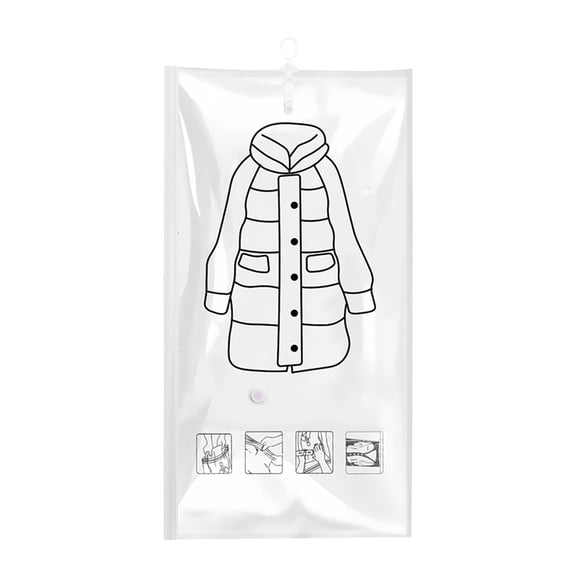 zhonghuaying Hanging Vacuum Storage Bag, Space-Saving Garment Compression Pouch, Clear Wardrobe Organizer for Coats （90X70CM）