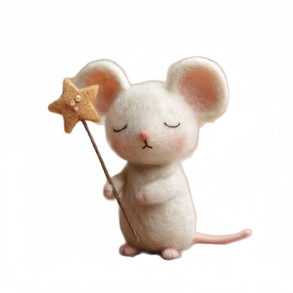zhonghuaying Holiday Tiny Figure Stuffed Statue Set Six Distinct Poses Glitter Star Wand Accessory Neutral Pale Tone Indoor Winter Festive Table Arrangement Ornament E