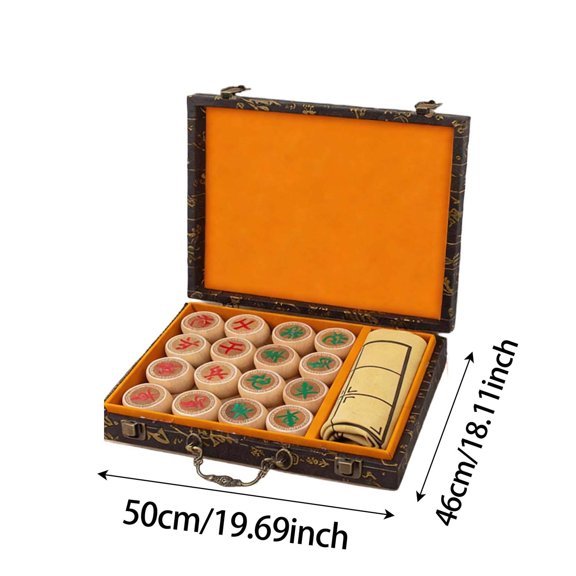 zhonghuaying Medium Xiangqi Game Set with Board, Portable Traditional Strategy Game with Decorative Storage (50x46cm)