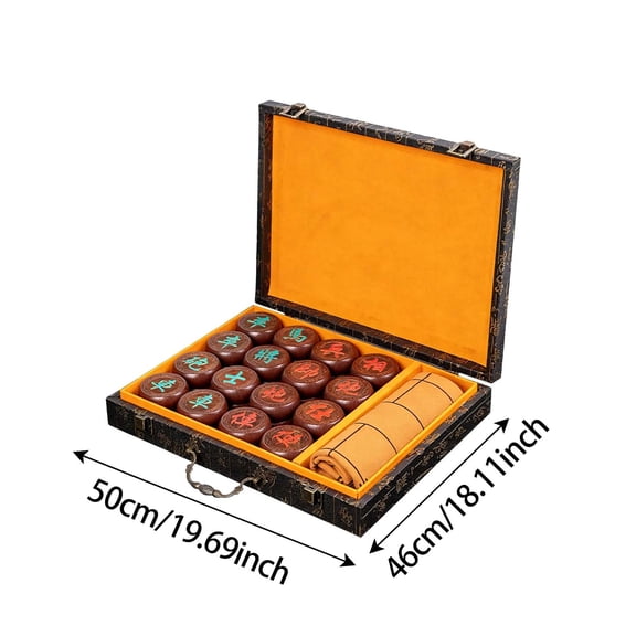zhonghuaying Medium Xiangqi Game Set with Board, Portable Traditional Strategy Game with Decorative Storage (50x46cm)