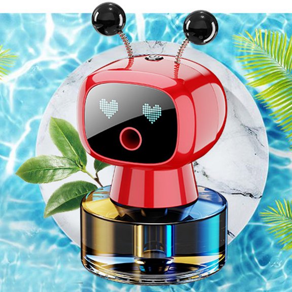 zhonghuaying Robot Shaped Mist Dispensing Fragrance Unit, Smart Sensor Activated Scent Diffuser With Animated Light Display For Vehicle Inner Space Air Freshening Accessory Red