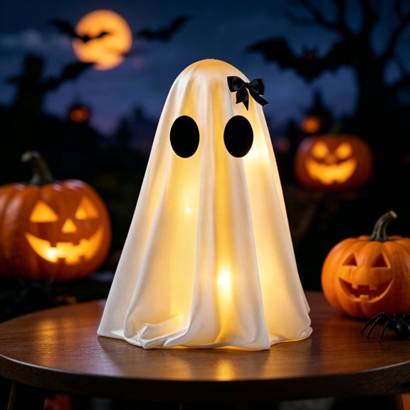zhonghuaying Textile Wrapped Conical Form LED Glow Lamp halloween lights Removable Decorative Top Trim Warm Emitting Tabletop Light for Halloween Indoor Seasonal Desktop Lighting Piece A