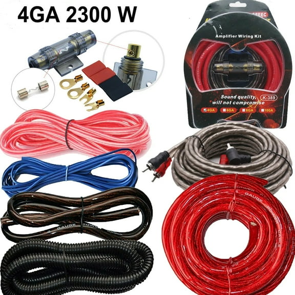 zhongxiazhiyue 4 Gauge 2300W Car Audio Cable Kit Amplifier Install RCA to Subwoofer Wiring 16.99