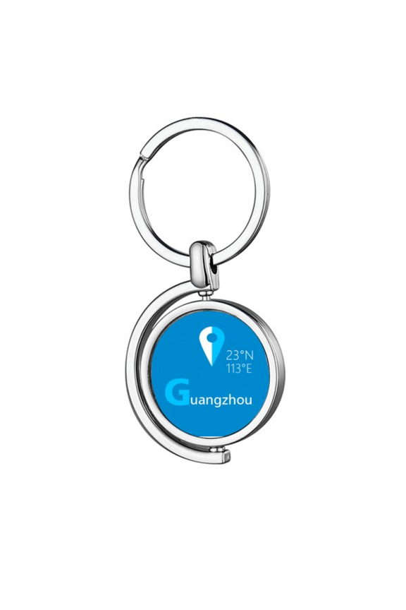 zhou geography coordinates travel rotating keychain metal keyring holder