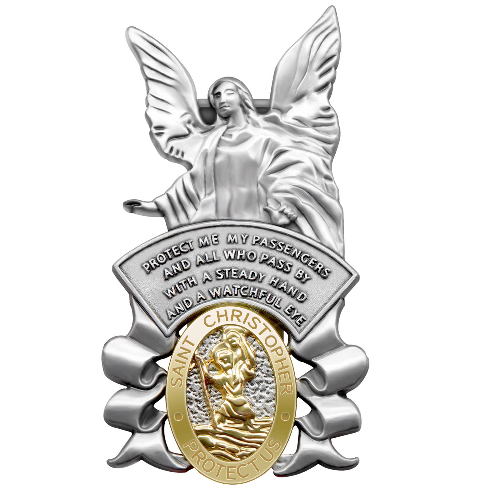 zhuofangda Guardian Angel Visor Clip St Christopher Medal Car Saint