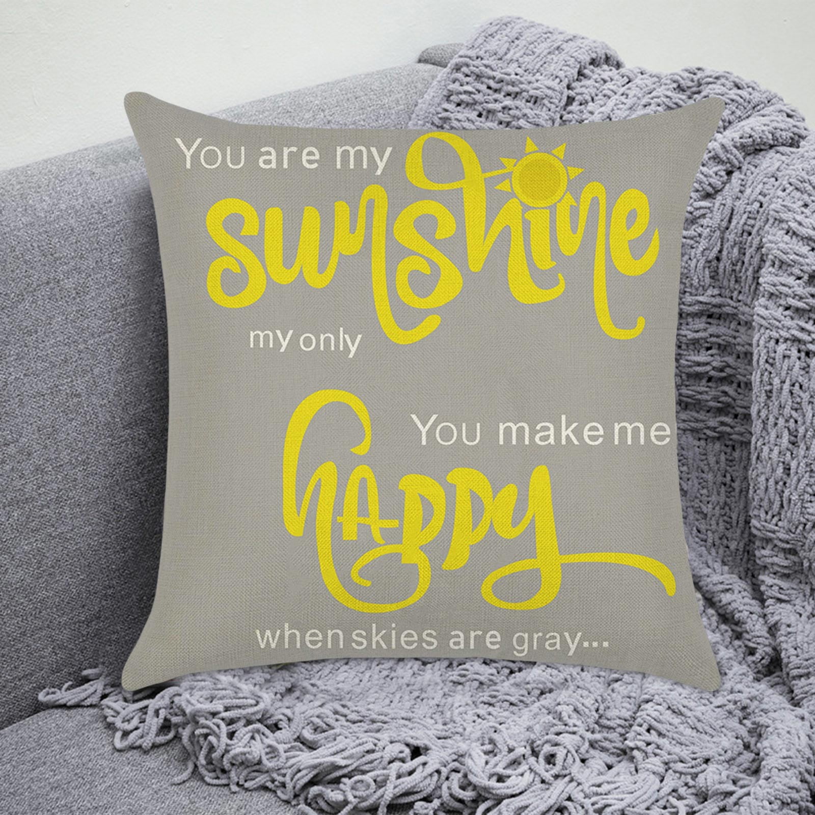 zhuxioush Geometric Shape Pillow Cover With Summer Slogans Abstract Cartoon Sunflowers And Birds