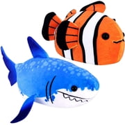 Zhu Zhu Aquarium Blue Shark & Clown Fish Interactive Plush Fish 2-Pack