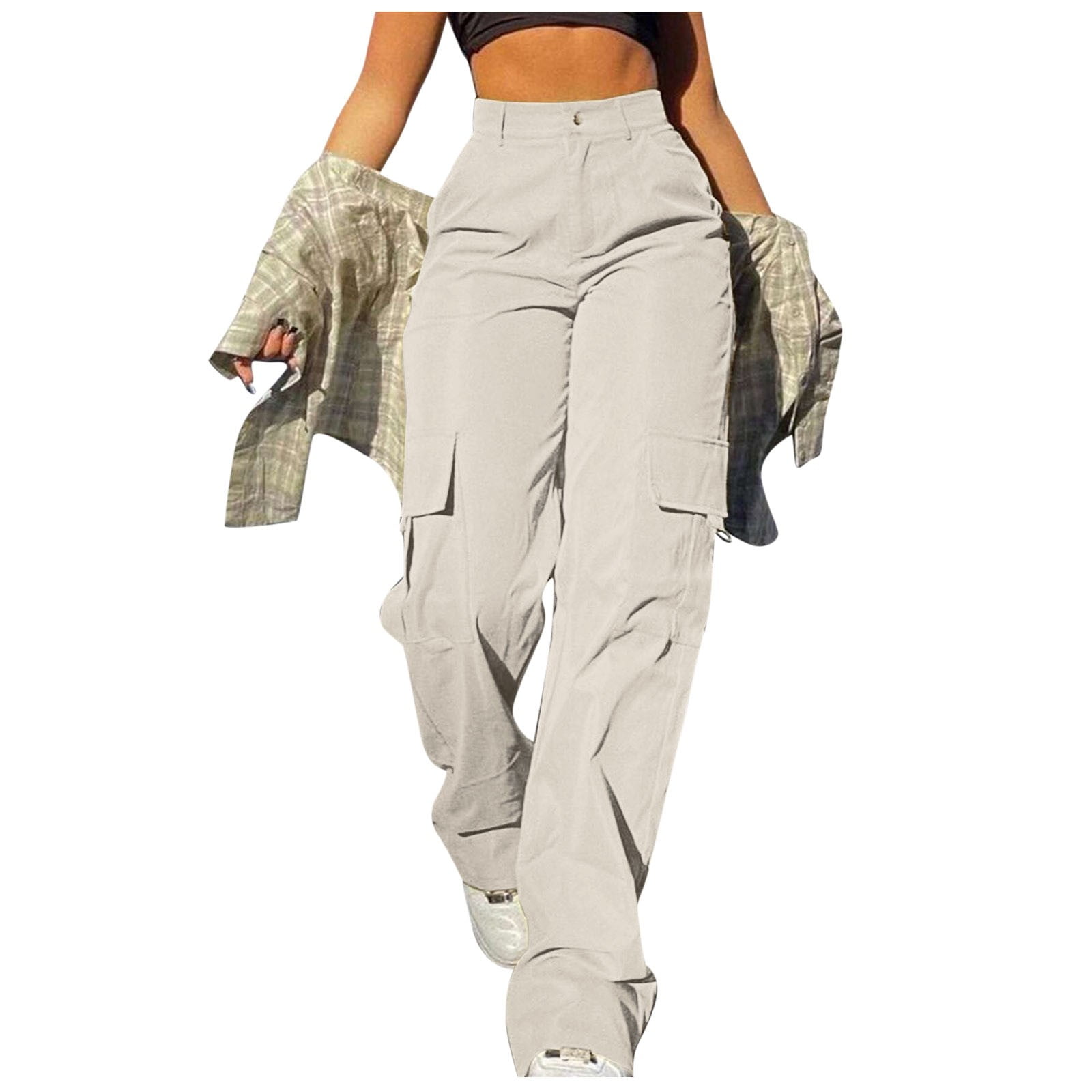 JUST Womens Beige Check Wear To Work Cropped Pants main image 1