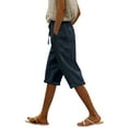 thumbnail image 1 of zicth Blue Womens Sweatpants Capris Pants Women Fashion Solid Color Cotton Flax Elastic Long Pants Beach Leisure Trousers Shorts Streetwear Trousers Size XS, 1 of 4