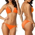 thumbnail image 1 of zicth Orange Womens Bikinis Women's Solid Color Lace Up Bikini Two Piece Swimsuit Swimsuit Swim suits for Women 2024 Size M, 1 of 6