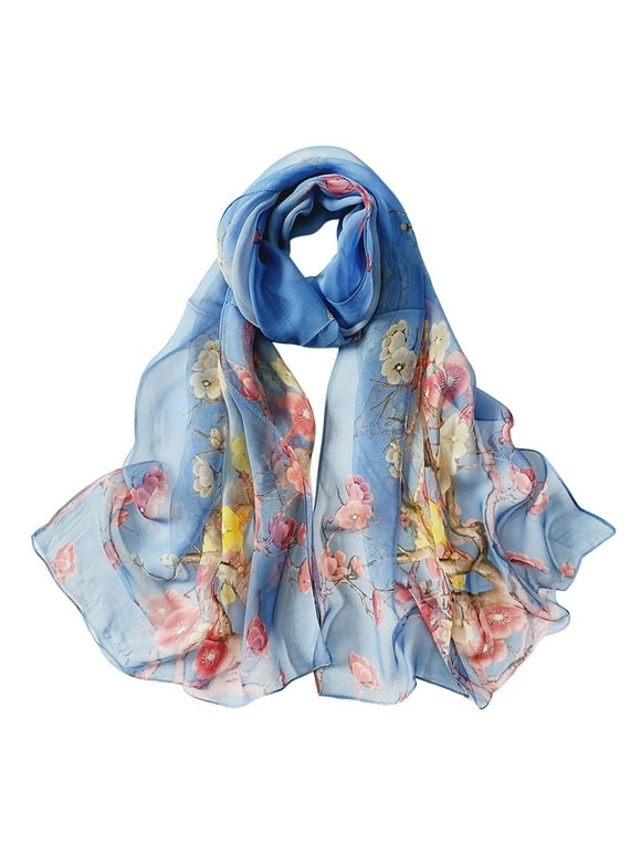 zicth Silk Scarves Scarfs for Women Lightweight Print Floral Pattern Scarf Shawl Fashion Scarves Sunscreen Shawls and Wraps for Spring
